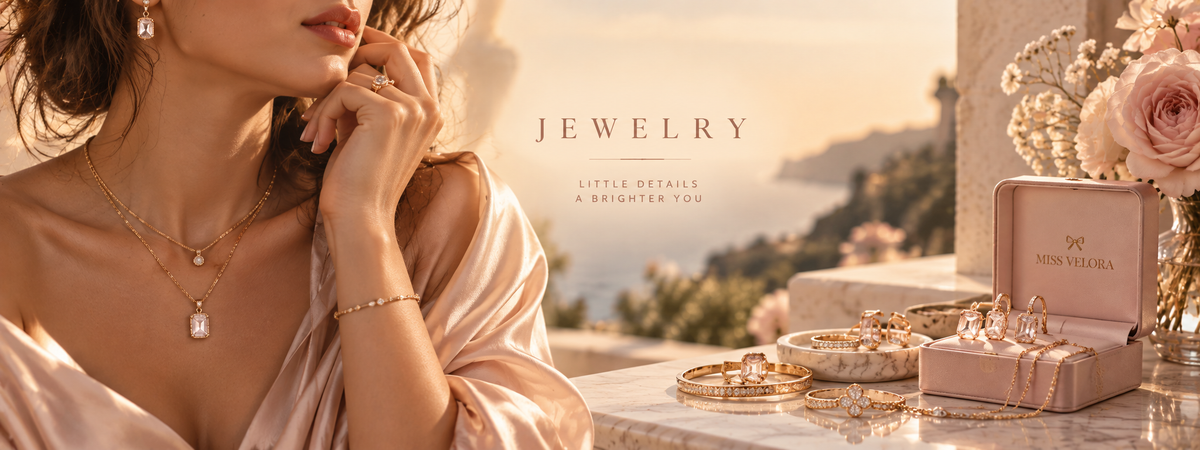 Elegant women’s jewelry in a soft luxury editorial scene