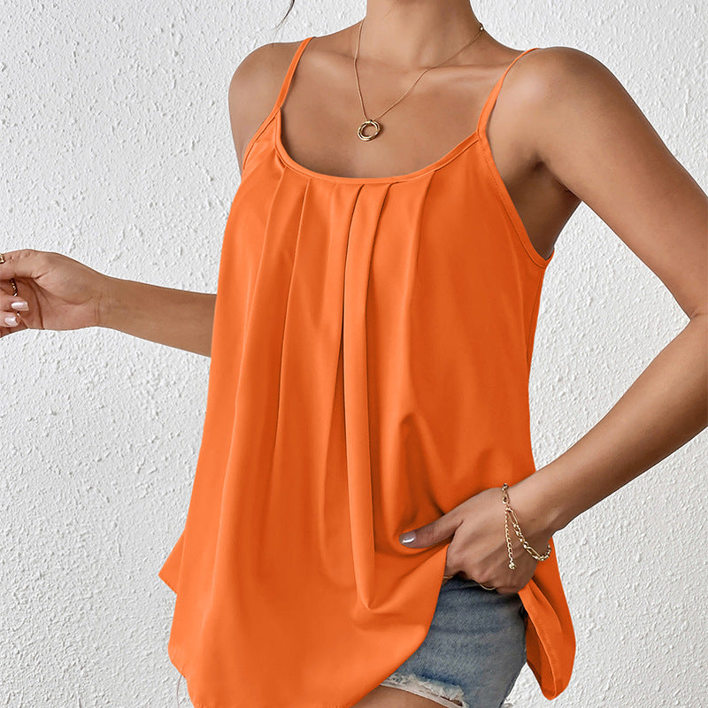 Miss Velora Paloma Pleated Cami in Orange