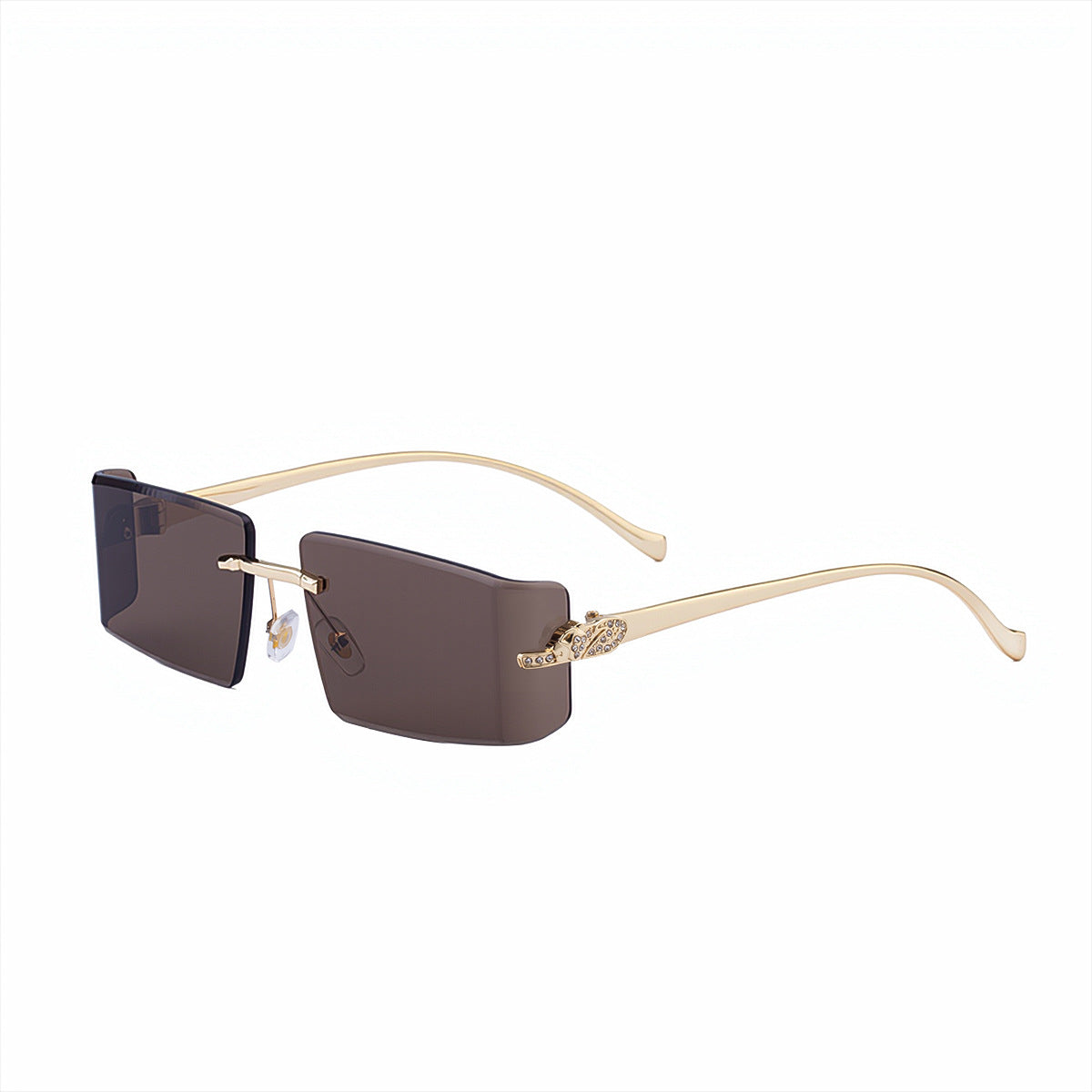 Miss Velora Soleil Crystal Rimless Sunglasses in C5 Golden Tea
