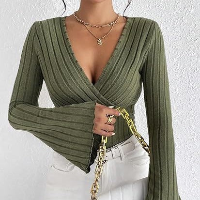 Miss Velora Leyla Ribbed Bell-Sleeve Top, alternate product image 2