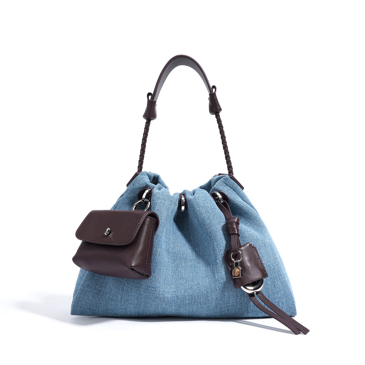 Miss Velora Mavi Denim Shoulder Bag in Denim With Mocha Color