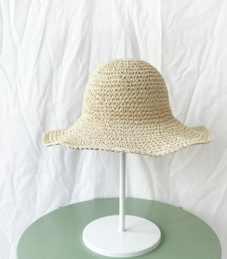 Miss Velora Solana Wide-Brim Straw Hat in Beige