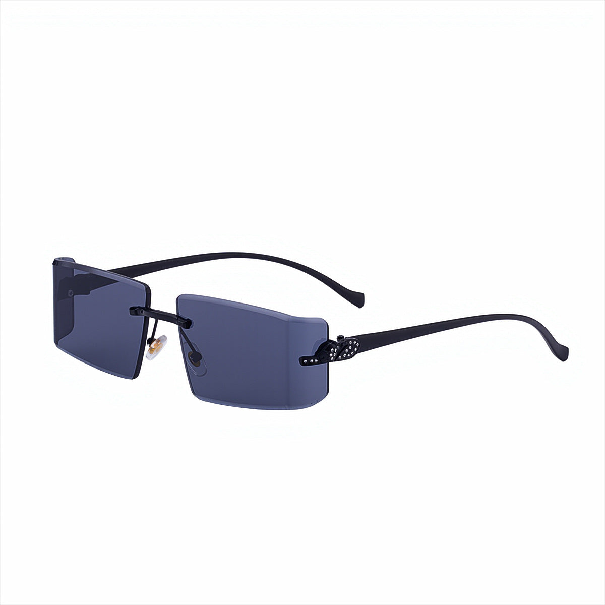 Miss Velora Soleil Crystal Rimless Sunglasses in C1 Gold Black All Gray