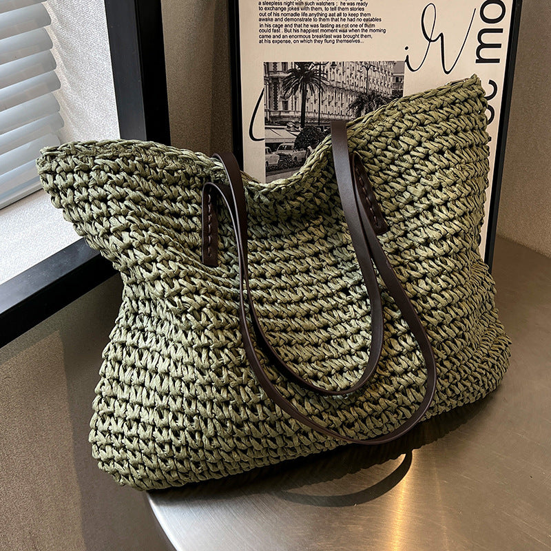 Miss Velora Marbella Woven Tote in Green