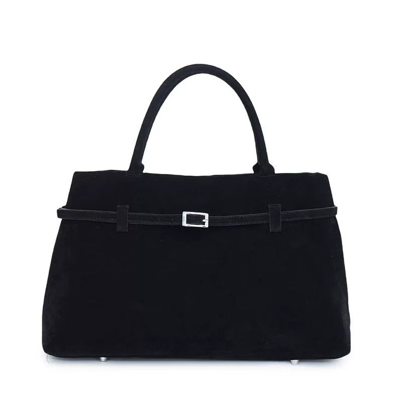 Miss Velora Terra Suede Tote in Black