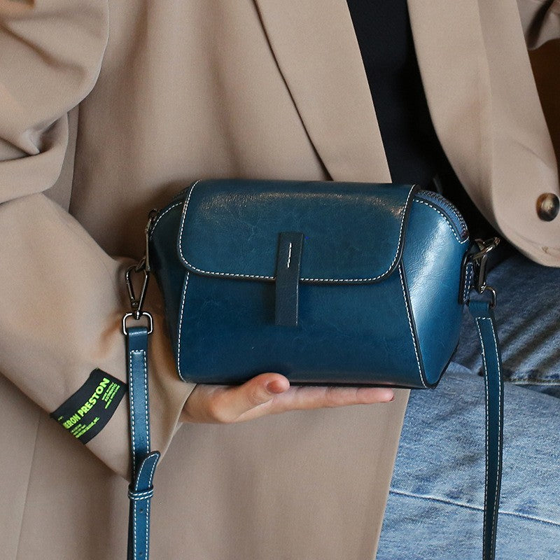 Miss Velora Aurea Leather Crossbody in Peacock Blue