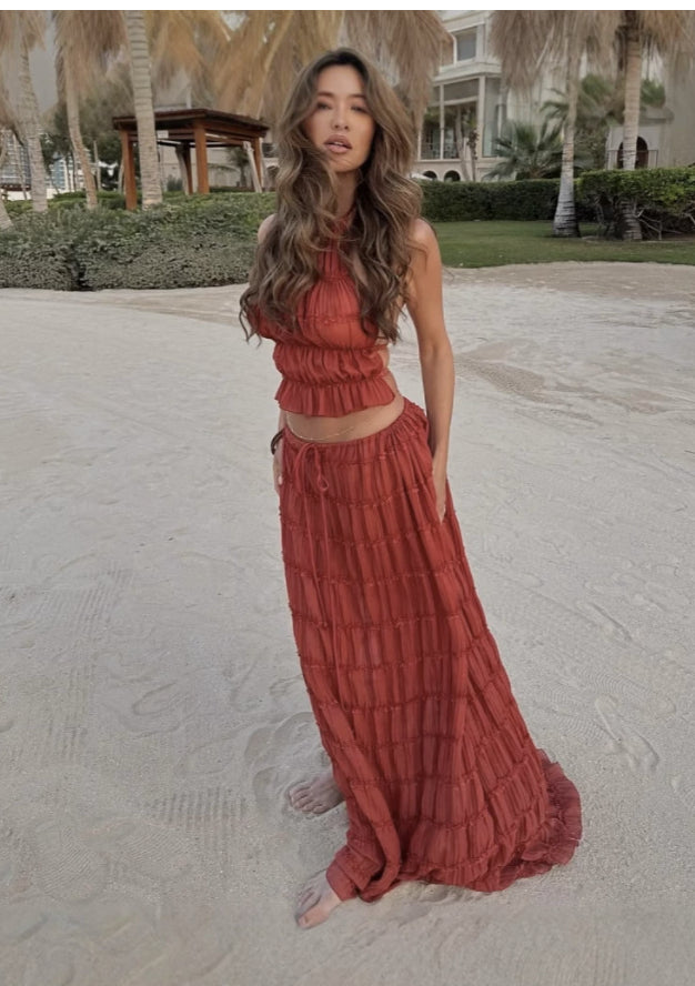 Miss Velora Solea Set in Orange Red