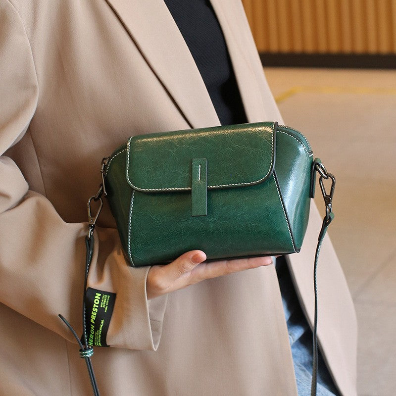 Miss Velora Aurea Leather Crossbody in Avocado Green