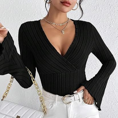 Miss Velora Leyla Ribbed Bell-Sleeve Top, alternate product image 6