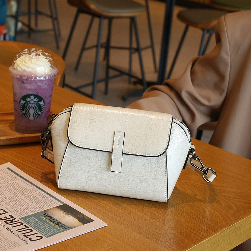 Miss Velora Aurea Leather Crossbody in Pearl White