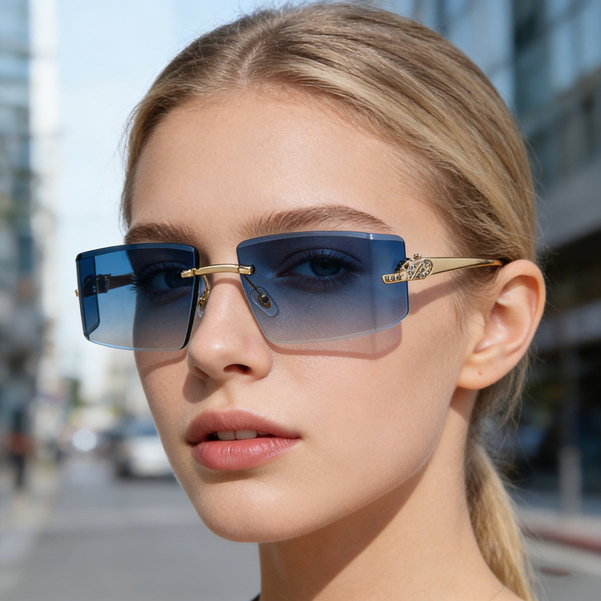 Miss Velora Soleil Crystal Rimless Sunglasses, main product image