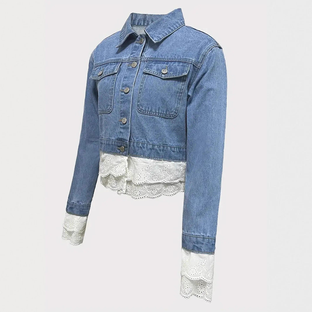 Miss Velora Fiore Lace Denim Jacket, alternate product image 2