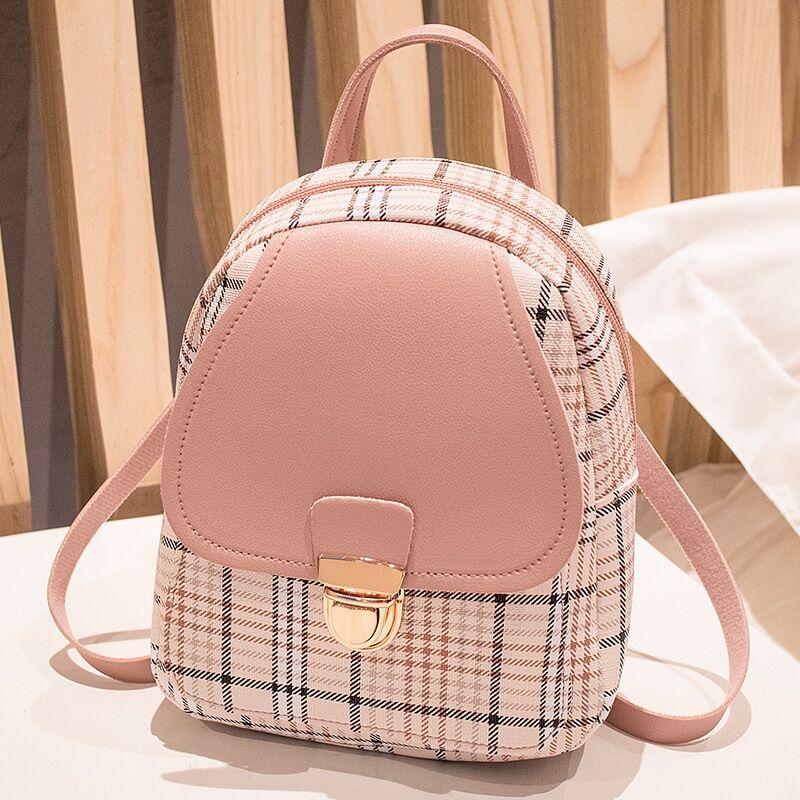 Miss Velora Melina Plaid Mini Backpack in Pink