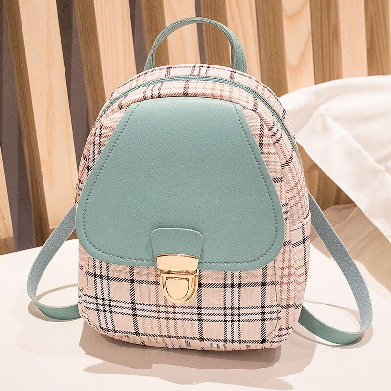 Miss Velora Melina Plaid Mini Backpack in Blue