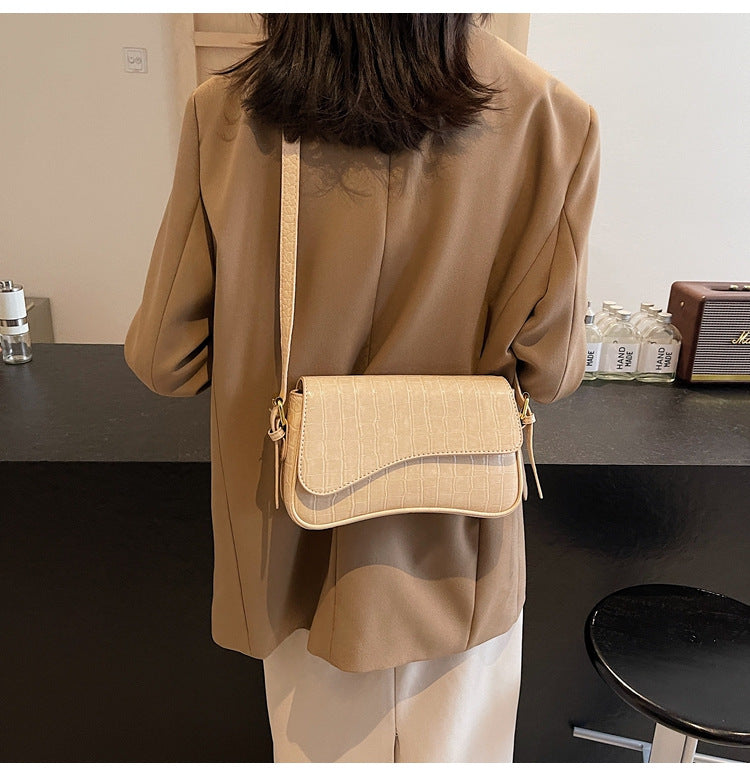 Miss Velora Perla Shoulder Bag in Crocodile Pattern Khaki