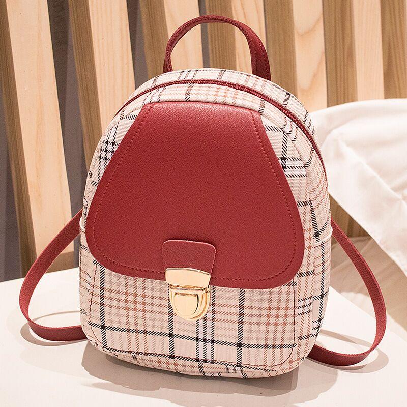 Miss Velora Melina Plaid Mini Backpack in Red