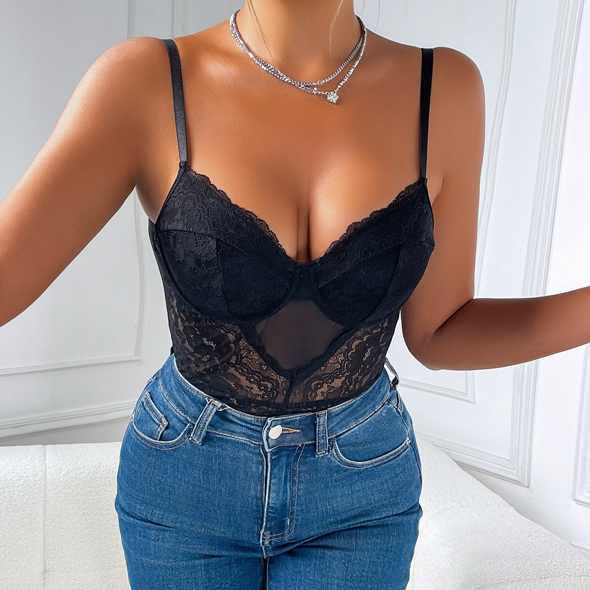 Miss Velora Nyx Lace Romper, alternate product image 3