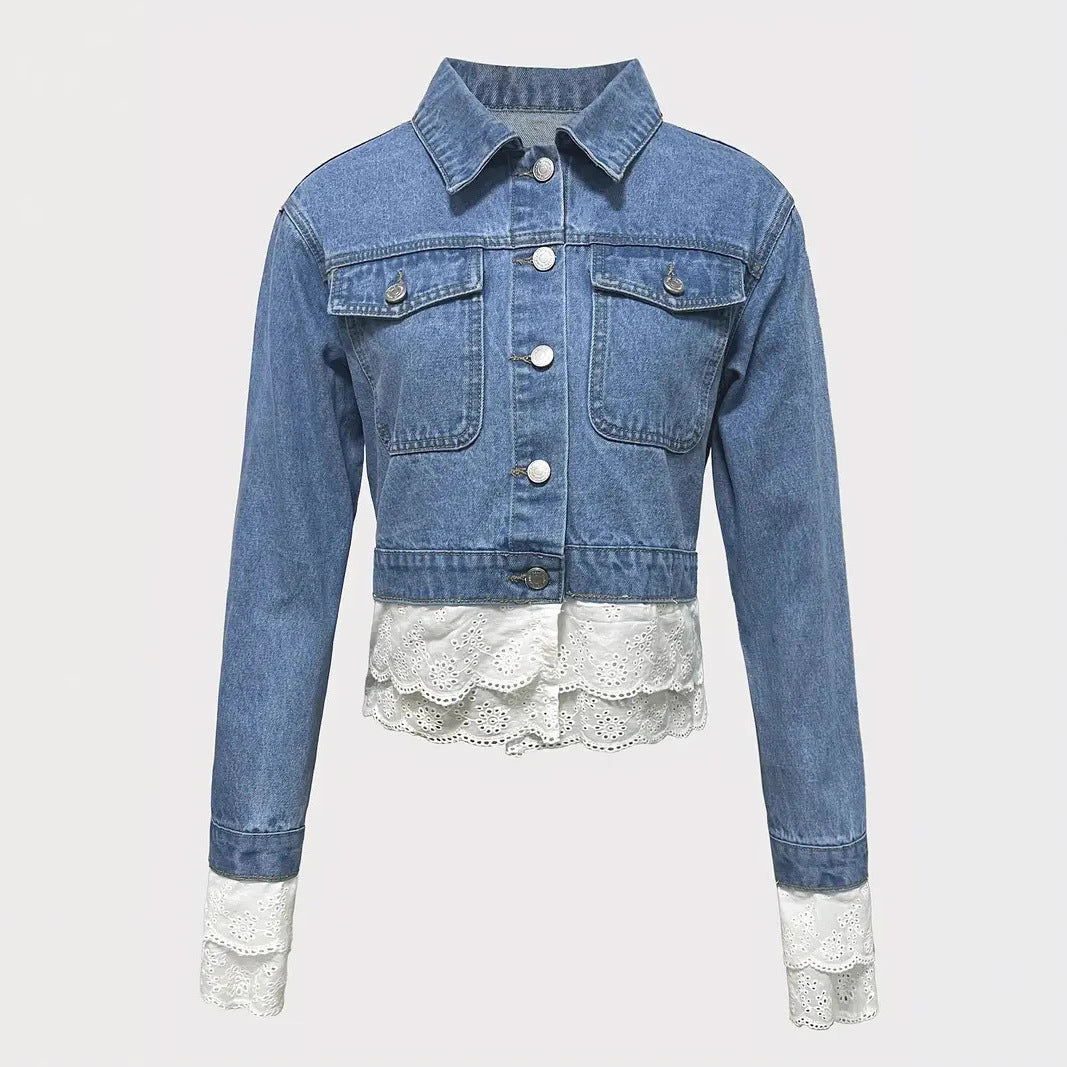 Miss Velora Fiore Lace Denim Jacket, alternate product image 5