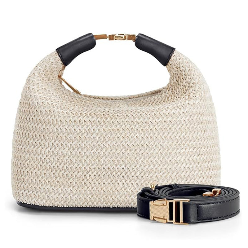 Miss Velora Nerea Straw Shoulder Bag in Black