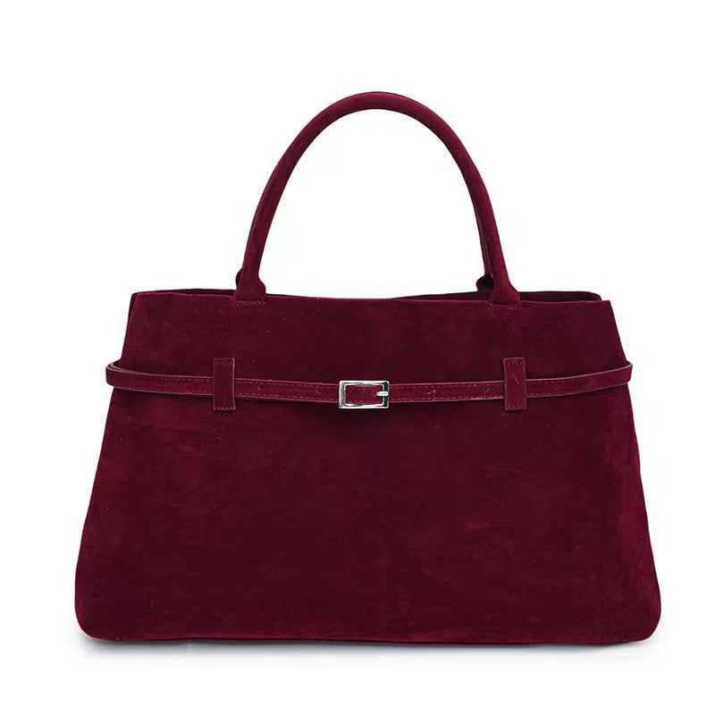 Miss Velora Terra Suede Tote in Wine Red