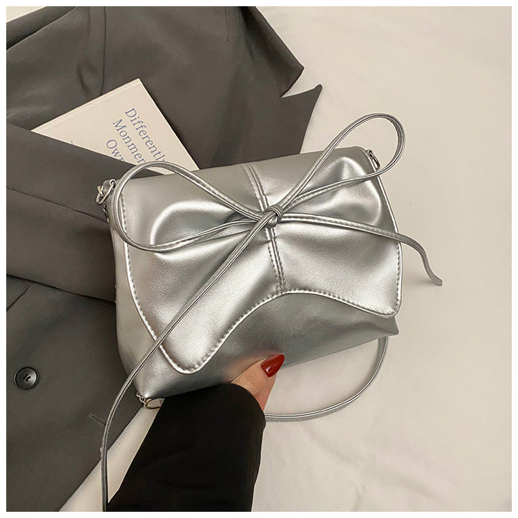 Miss Velora Chloe Bow Crossbody Bag in Silver