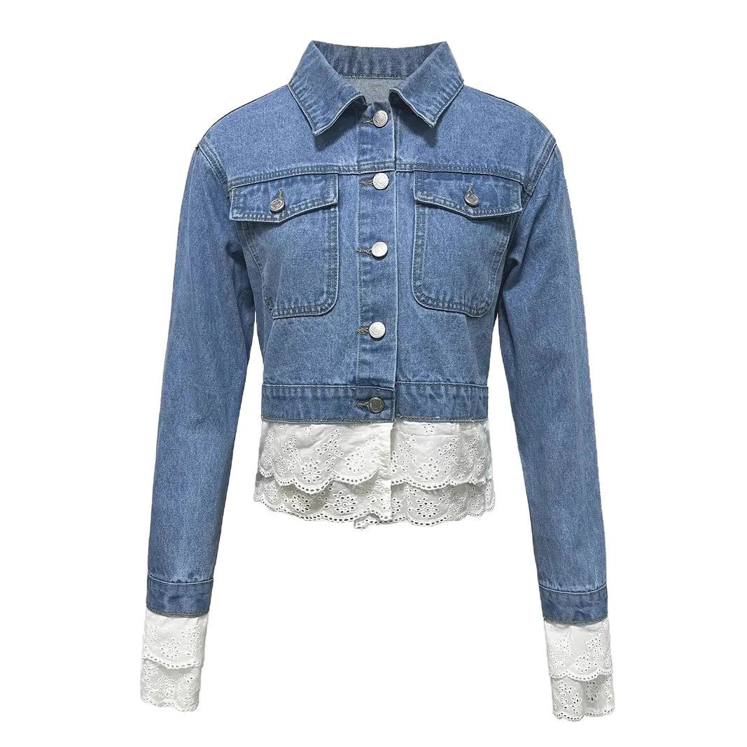 Miss Velora Fiore Lace Denim Jacket, alternate product image 3