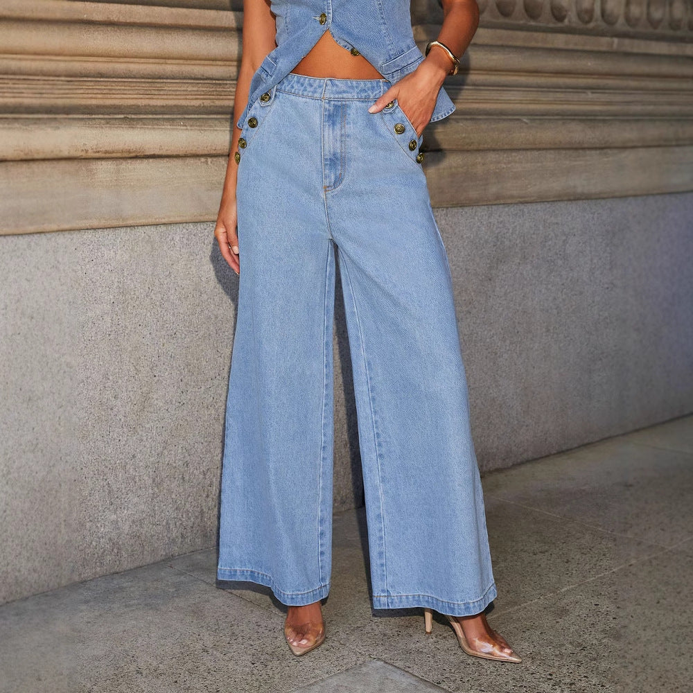 Miss Velora Celia Denim Set in Blue Jeans