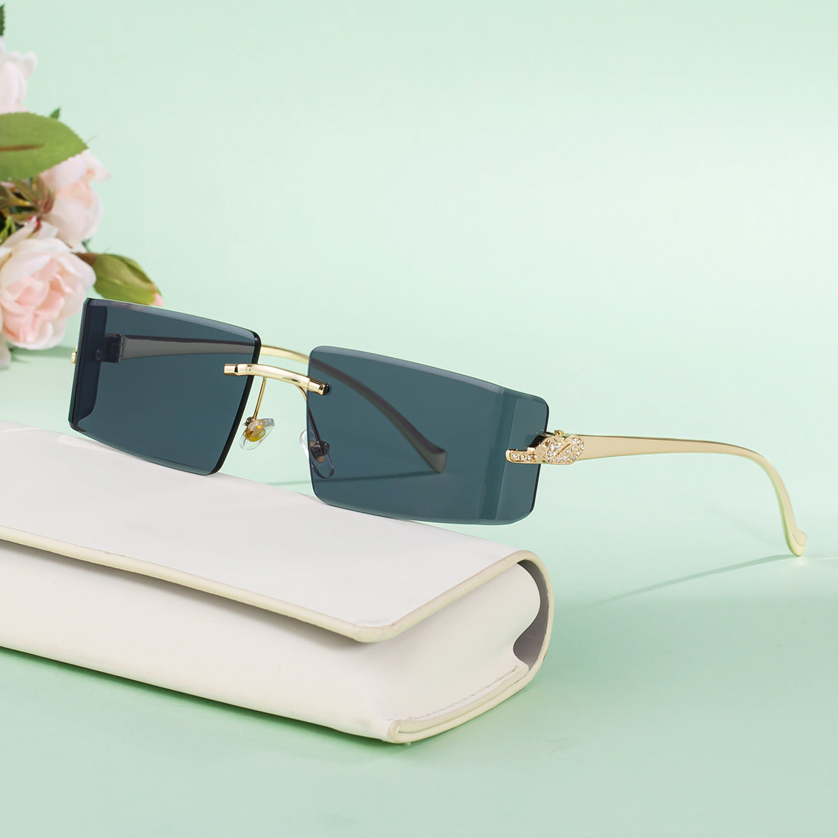 Miss Velora Soleil Crystal Rimless Sunglasses, alternate product image 3