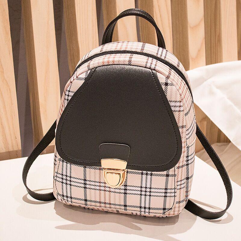 Miss Velora Melina Plaid Mini Backpack in Black
