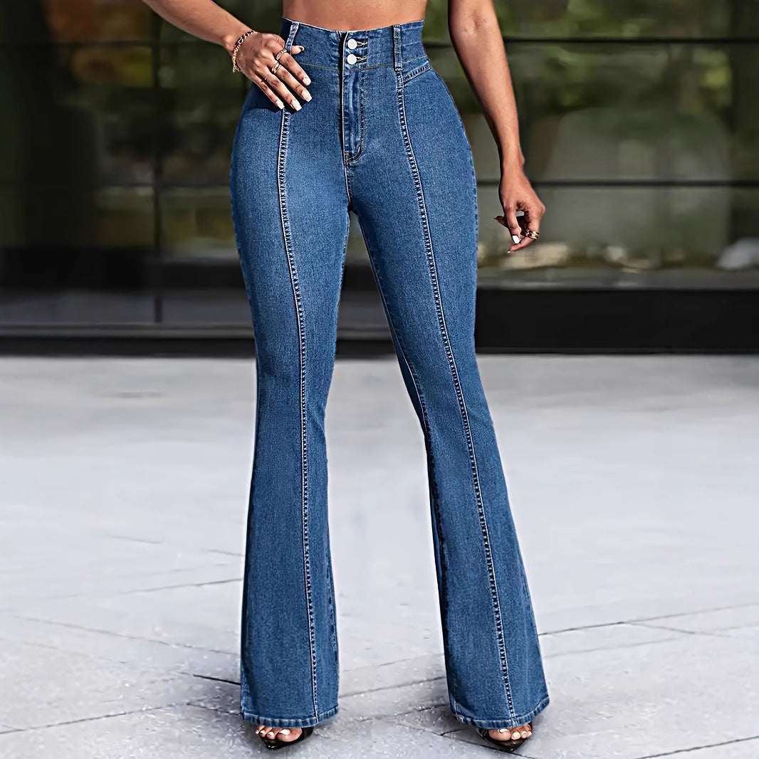 Miss Velora Valeria Flare Jeans in Blue