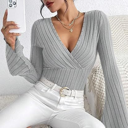 Miss Velora Leyla Ribbed Bell-Sleeve Top, alternate product image 9
