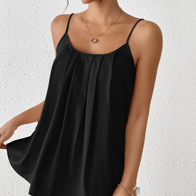 Miss Velora Paloma Pleated Cami in Black