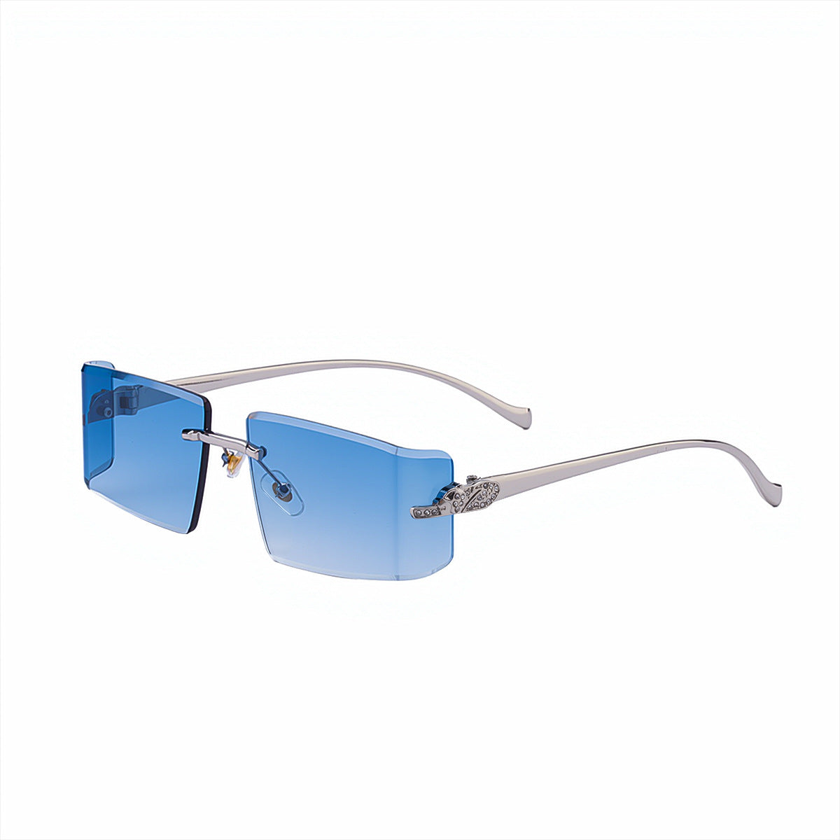 Miss Velora Soleil Crystal Rimless Sunglasses in C7 Silver Gradient Blue