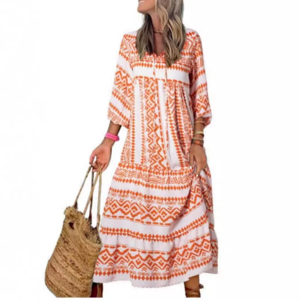 Miss Velora Florencia Dress in Orange diamond shape