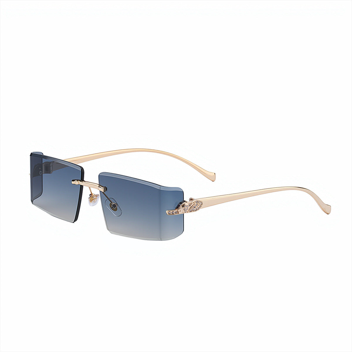 Miss Velora Soleil Crystal Rimless Sunglasses in C4 Golden Green Yellow