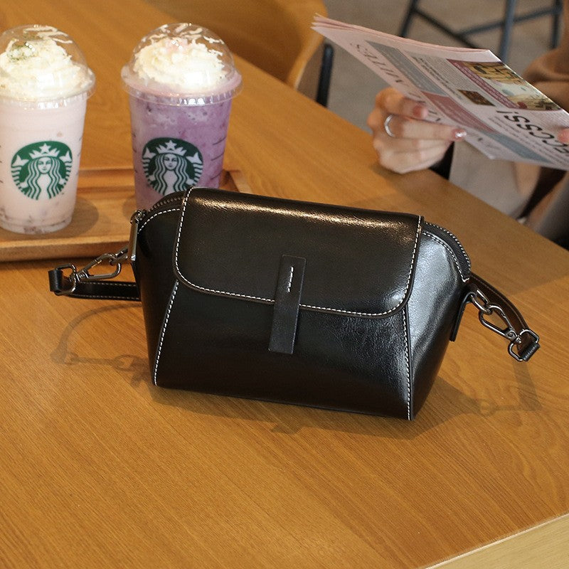 Miss Velora Aurea Leather Crossbody in Black